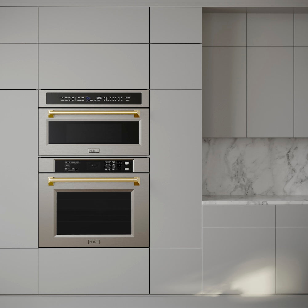 Autograph Edition 30 In. Professional True Convection Single Wall Oven With Air Fry And Self Clean In Stainless Steel With Polished Gold Handle WASZ30G