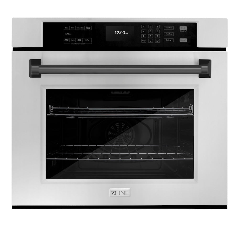 Autograph Edition 30 In. Professional True Convection Single Wall Oven With Air Fry And Self Clean In Stainless Steel With Matte Black Handle WASZ30MB