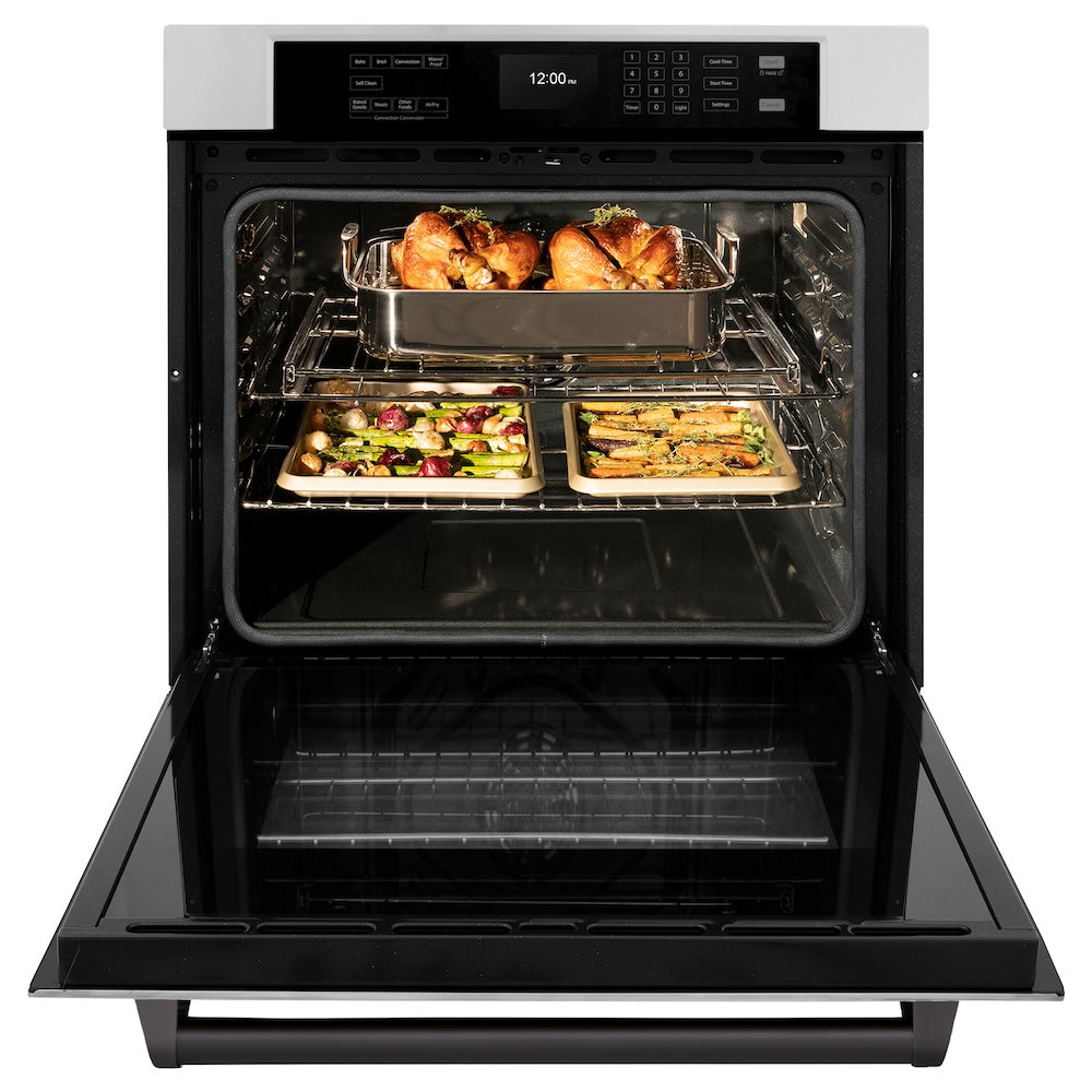 Autograph Edition 30 In. Professional True Convection Single Wall Oven With Air Fry And Self Clean In Stainless Steel With Matte Black Handle WASZ30MB