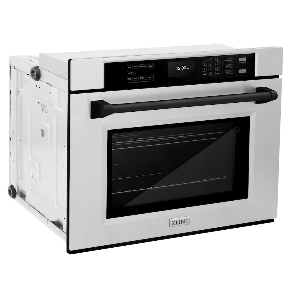 Autograph Edition 30 In. Professional True Convection Single Wall Oven With Air Fry And Self Clean In Stainless Steel With Matte Black Handle WASZ30MB