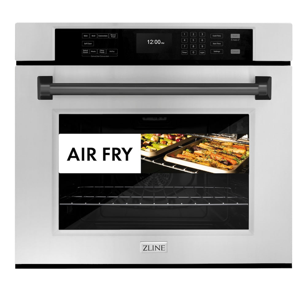 Autograph Edition 30 In. Professional True Convection Single Wall Oven With Air Fry And Self Clean In Stainless Steel With Matte Black Handle WASZ30MB