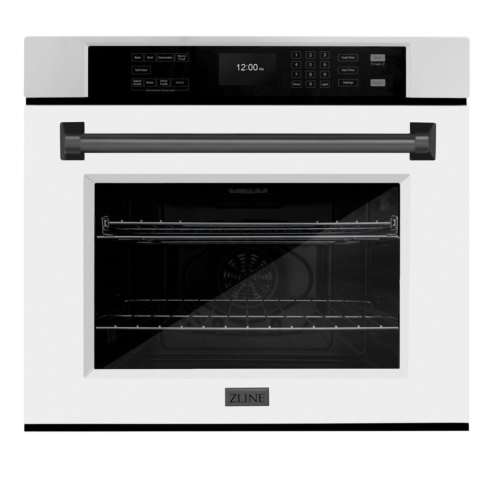 Autograph Edition 30 In. Professional True Convection Single Wall Oven With Air Fry And Self Clean In Stainless Steel With White Matte Door And Matte Black Handle WASZWM30MB