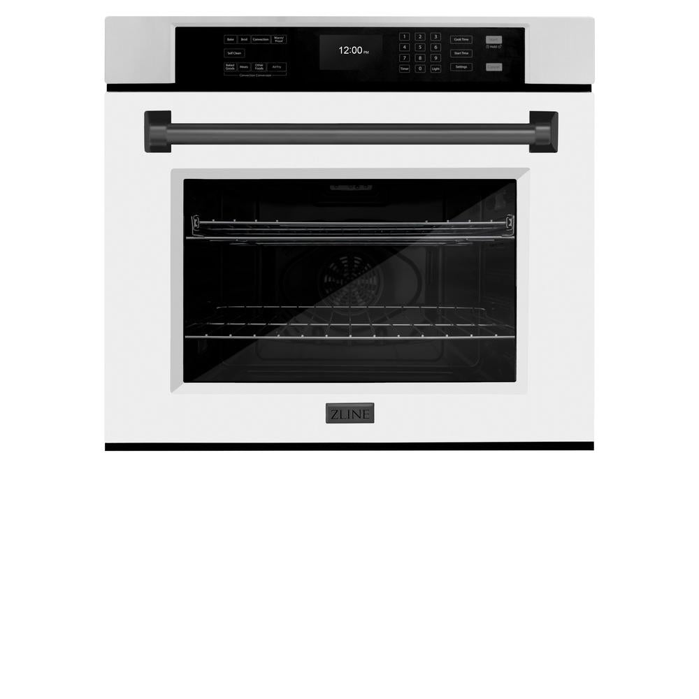 Autograph Edition 30 In. Professional True Convection Single Wall Oven With Air Fry And Self Clean In Stainless Steel With White Matte Door And Matte Black Handle WASZWM30MB