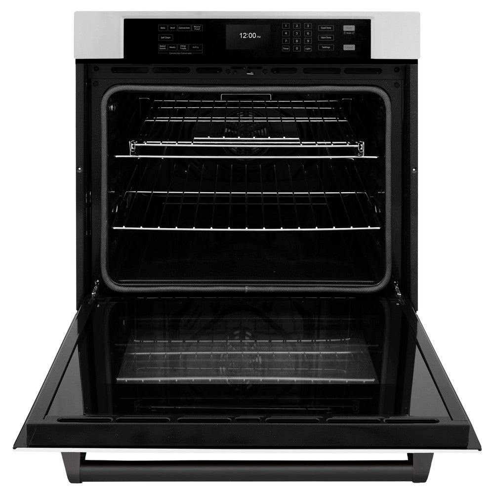 Autograph Edition 30 In. Professional True Convection Single Wall Oven With Air Fry And Self Clean In Stainless Steel With White Matte Door And Matte Black Handle WASZWM30MB