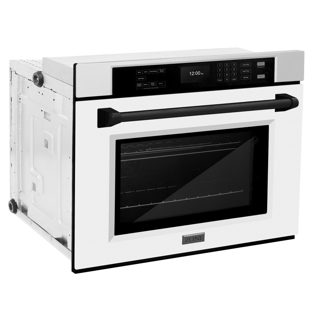Autograph Edition 30 In. Professional True Convection Single Wall Oven With Air Fry And Self Clean In Stainless Steel With White Matte Door And Matte Black Handle WASZWM30MB