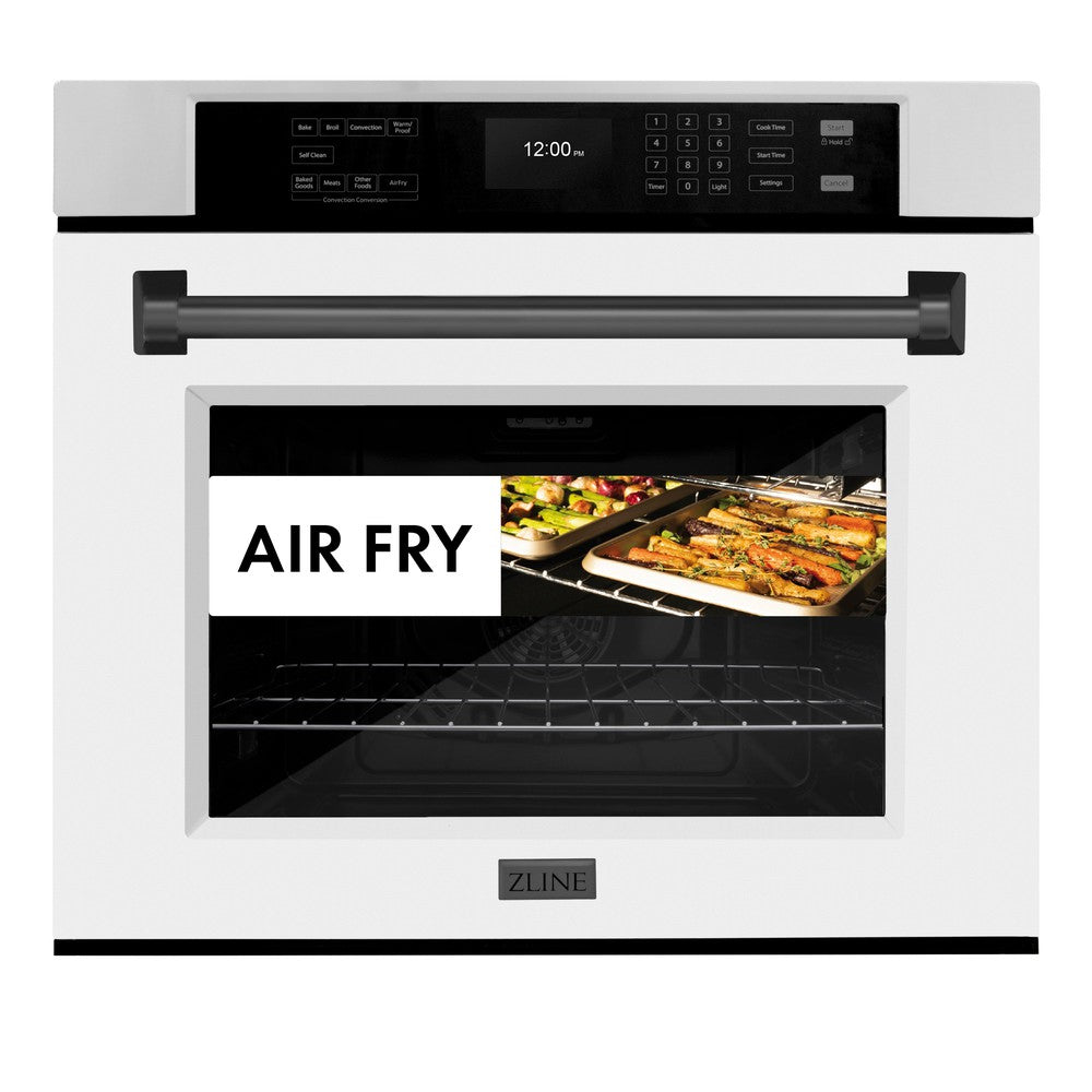 Autograph Edition 30 In. Professional True Convection Single Wall Oven With Air Fry And Self Clean In Stainless Steel With White Matte Door And Matte Black Handle WASZWM30MB