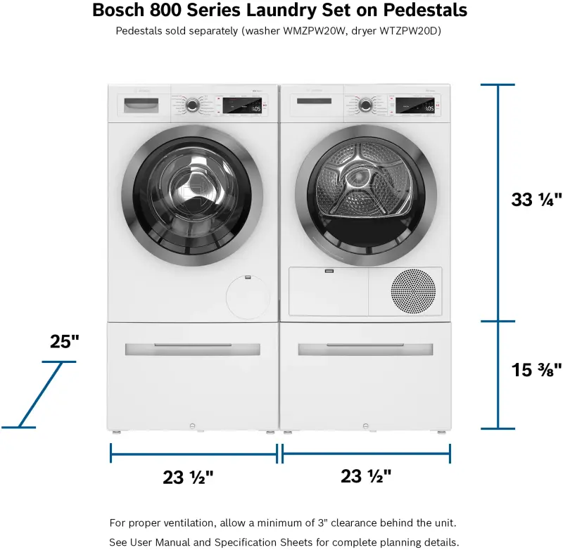 800 Series Compact Washer 1400 rpm, White WAW285H2UC