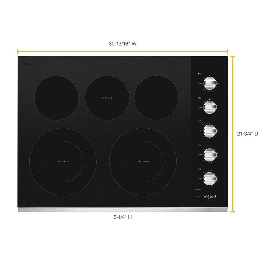 30-inch Electric Ceramic Glass Cooktop with Two Dual Radiant Elements view 7