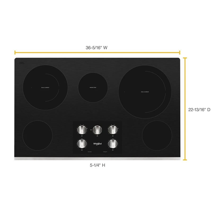 36-inch Electric Ceramic Glass Cooktop with Two Dual Radiant Elements WCE77US6HS