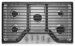 36 inch 5 Burner Gas Cooktop with Fifth Burner WCG51US6DS