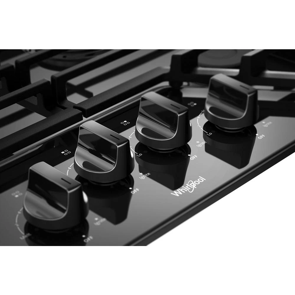 30-inch Gas Cooktop with EZ-2-Lift™ Hinged Cast-Iron Grates WCG55US0HB, product image 3 of 26