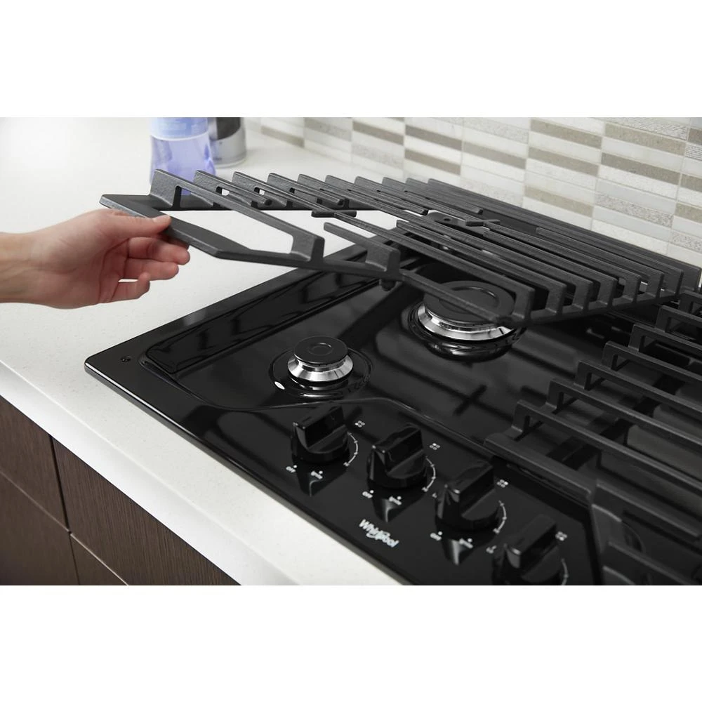 30-inch Gas Cooktop with EZ-2-Lift™ Hinged Cast-Iron Grates WCG55US0HB, product image 6 of 26