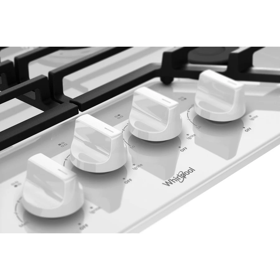 30-inch Gas Cooktop with EZ-2-Lift Hinged Cast-Iron Grates WCG55US0HW, product image 3 of 6