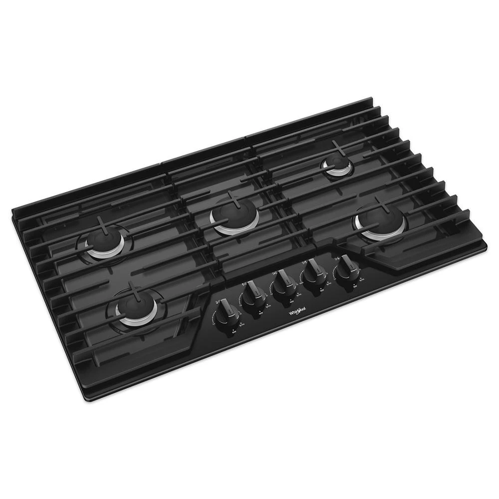 36-inch Gas Cooktop with EZ-2-Lift™ Hinged Cast-Iron Grates WCG55US6HB, product image 2 of 9