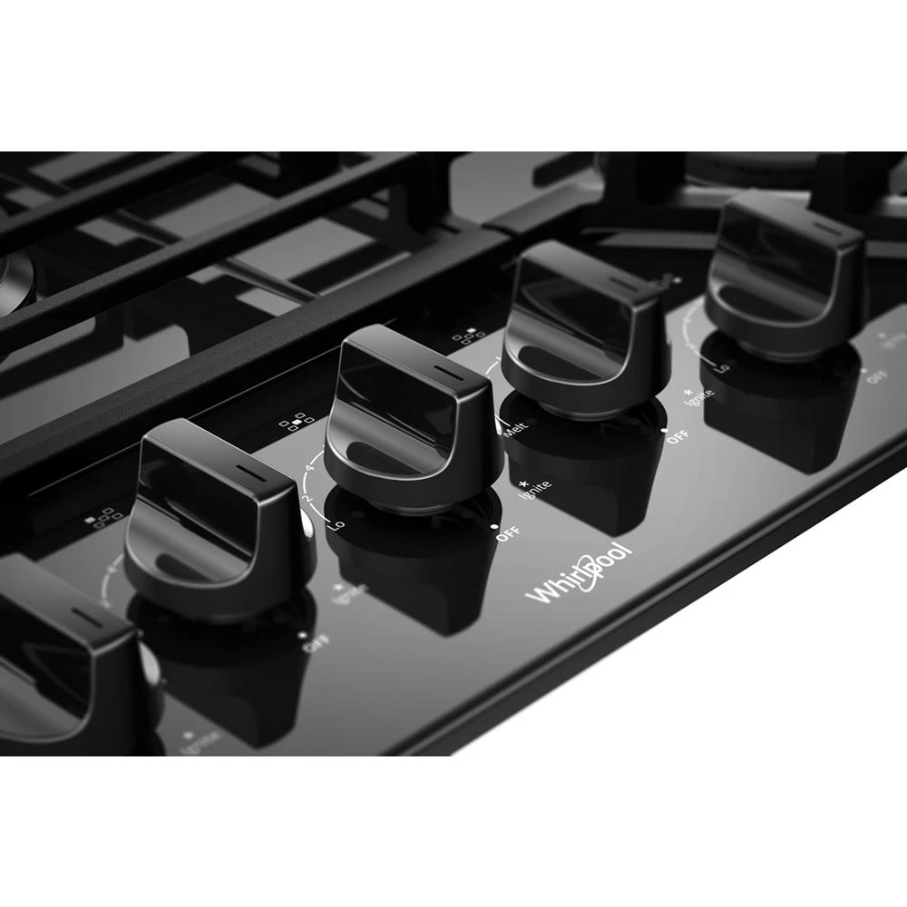 36-inch Gas Cooktop with EZ-2-Lift™ Hinged Cast-Iron Grates WCG55US6HB, product image 3 of 9