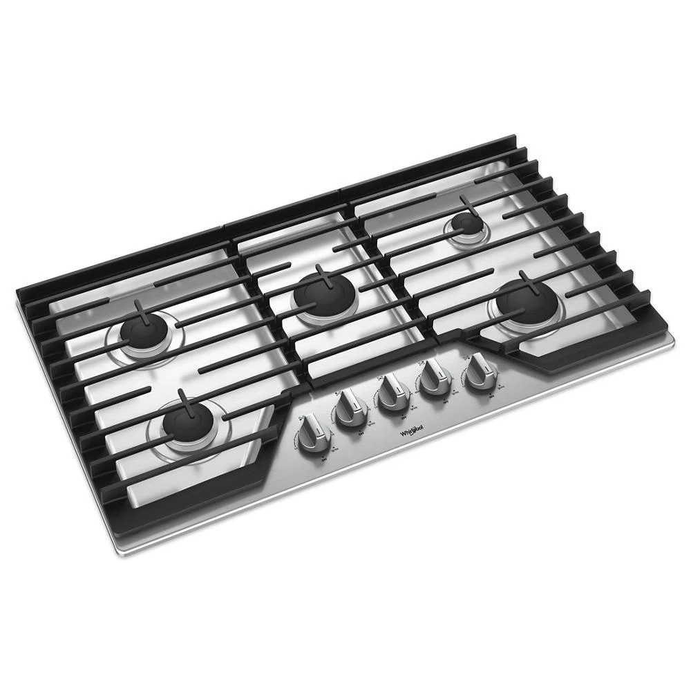 36-inch Gas Cooktop with EZ-2-Lift Hinged Cast-Iron Grates WCG55US6HS, product image 2 of 8