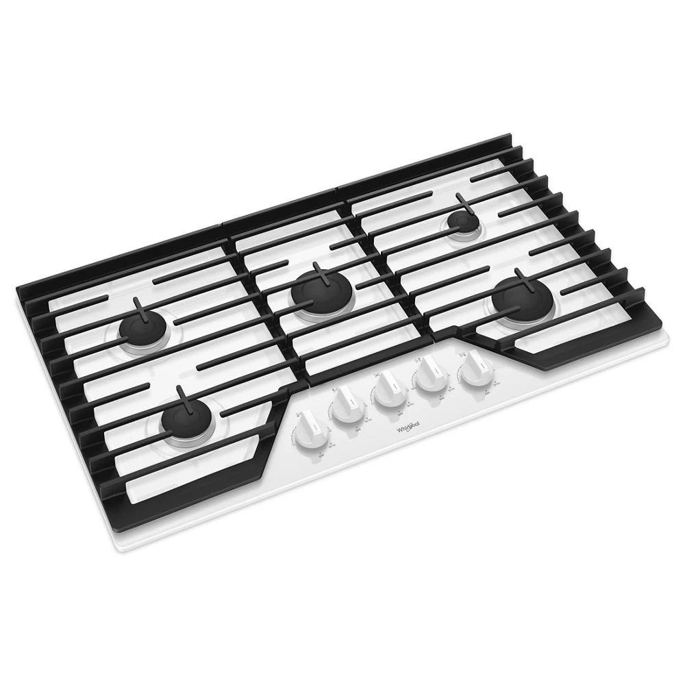 36-inch Gas Cooktop with EZ-2-Lift Hinged Cast-Iron Grates WCG55US6HW, product image 2 of 7
