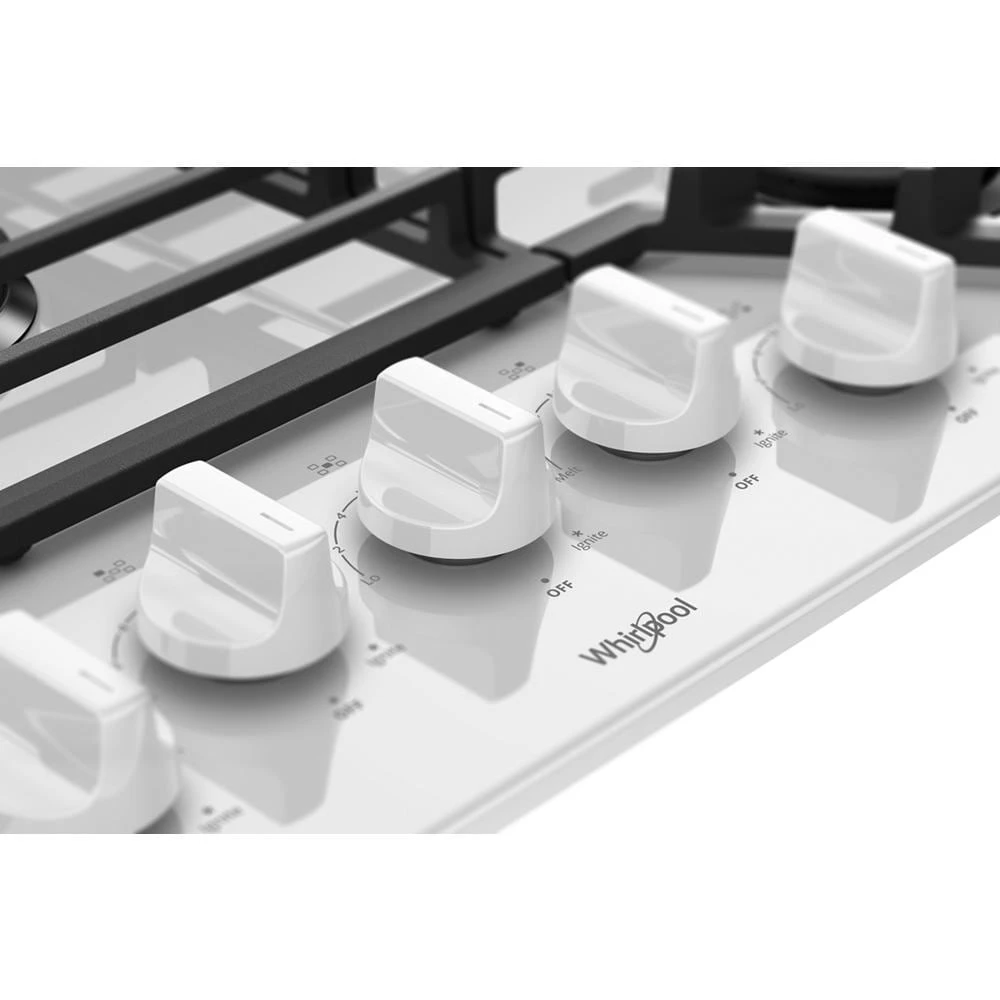 36-inch Gas Cooktop with EZ-2-Lift Hinged Cast-Iron Grates WCG55US6HW, product image 3 of 7