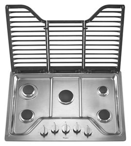 30 inch 5 Burner Gas Cooktop with EZ-2-Lift Hinged Cast-Iron Grates WCG97US0DS, product image 12 of 12