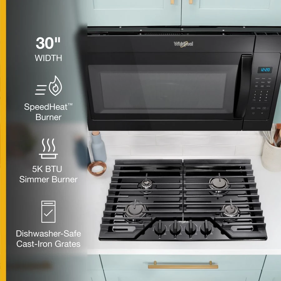 30-inch Gas Cooktop with SpeedHeat™ Burners WCGK3030PB, product image 3 of 15