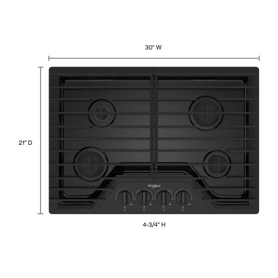 30-inch Gas Cooktop with SpeedHeat™ Burners WCGK3030PB, product image 14 of 15
