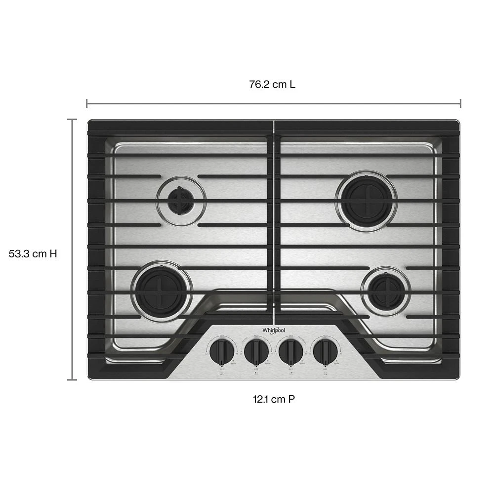 30-inch Gas Cooktop with SpeedHeat™ Burners WCGK3030PS, product image 6 of 23