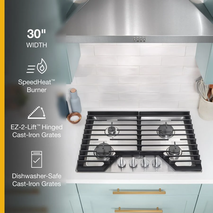 30-inch Gas Cooktop with EZ-2-Lift™ Hinged Cast-Iron Grates view 2
