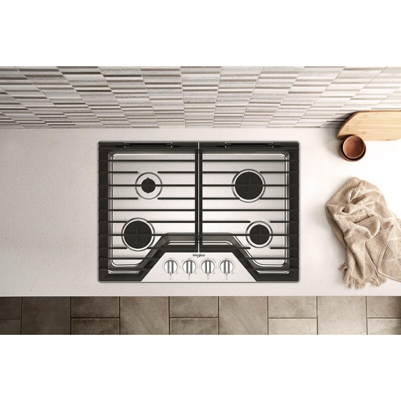 30-inch Gas Cooktop with EZ-2-Lift Hinged Cast-Iron Grates WCGK5030PS