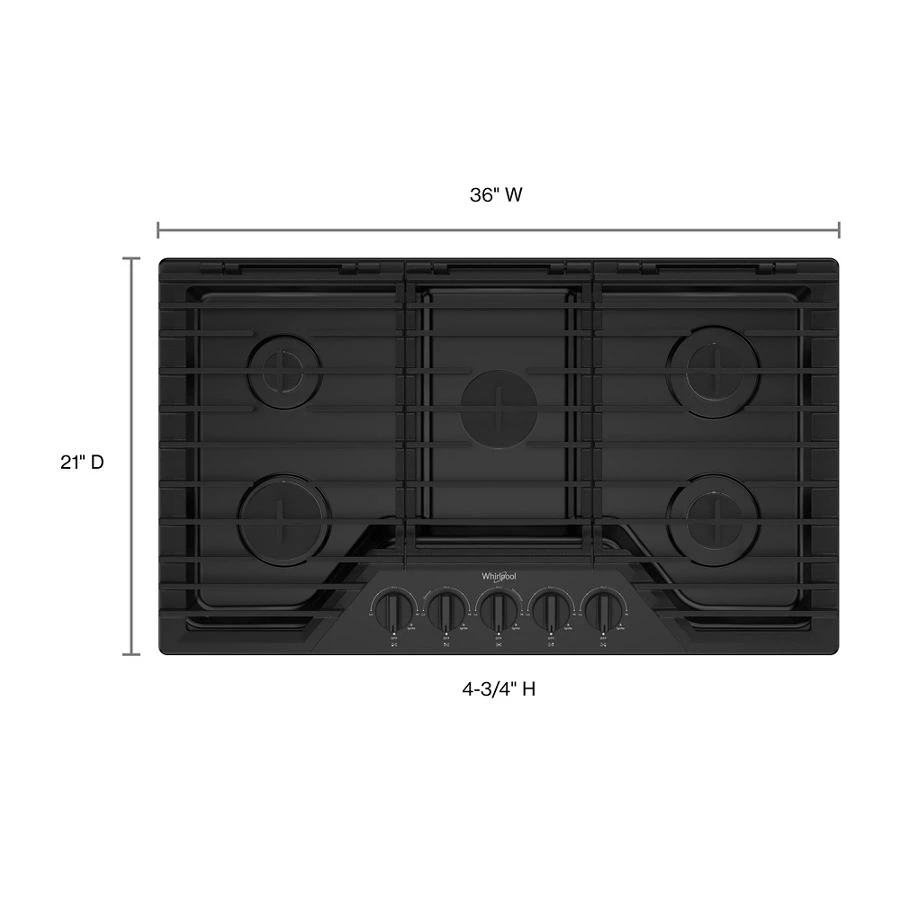 36-inch Gas Cooktop with EZ-2-Lift™ Hinged Cast-Iron Grates WCGK5036PB