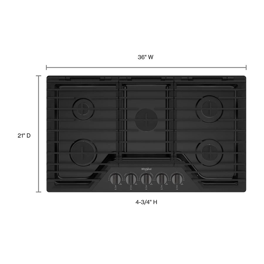36-inch Gas Cooktop with EZ-2-Lift™ Hinged Cast-Iron Grates WCGK5036PV
