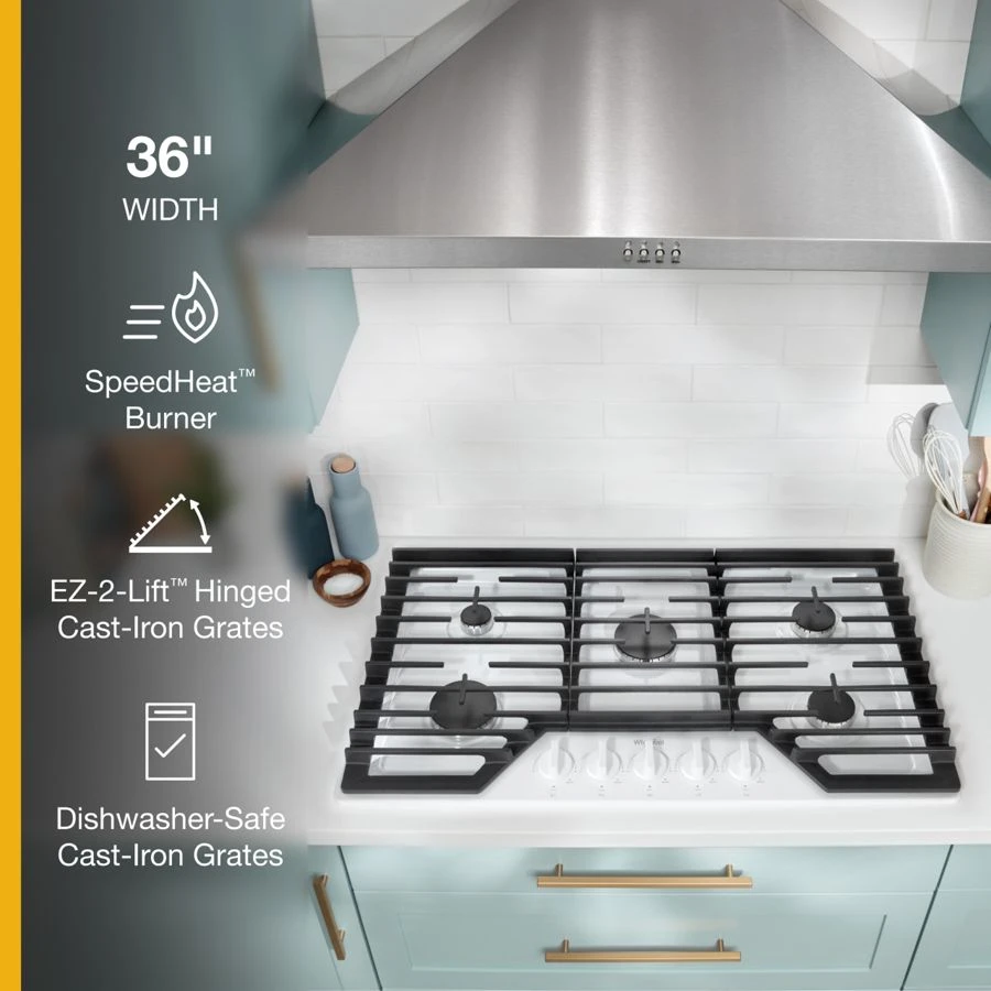 36-inch Gas Cooktop with EZ-2-Lift™ Hinged Cast-Iron Grates view 2