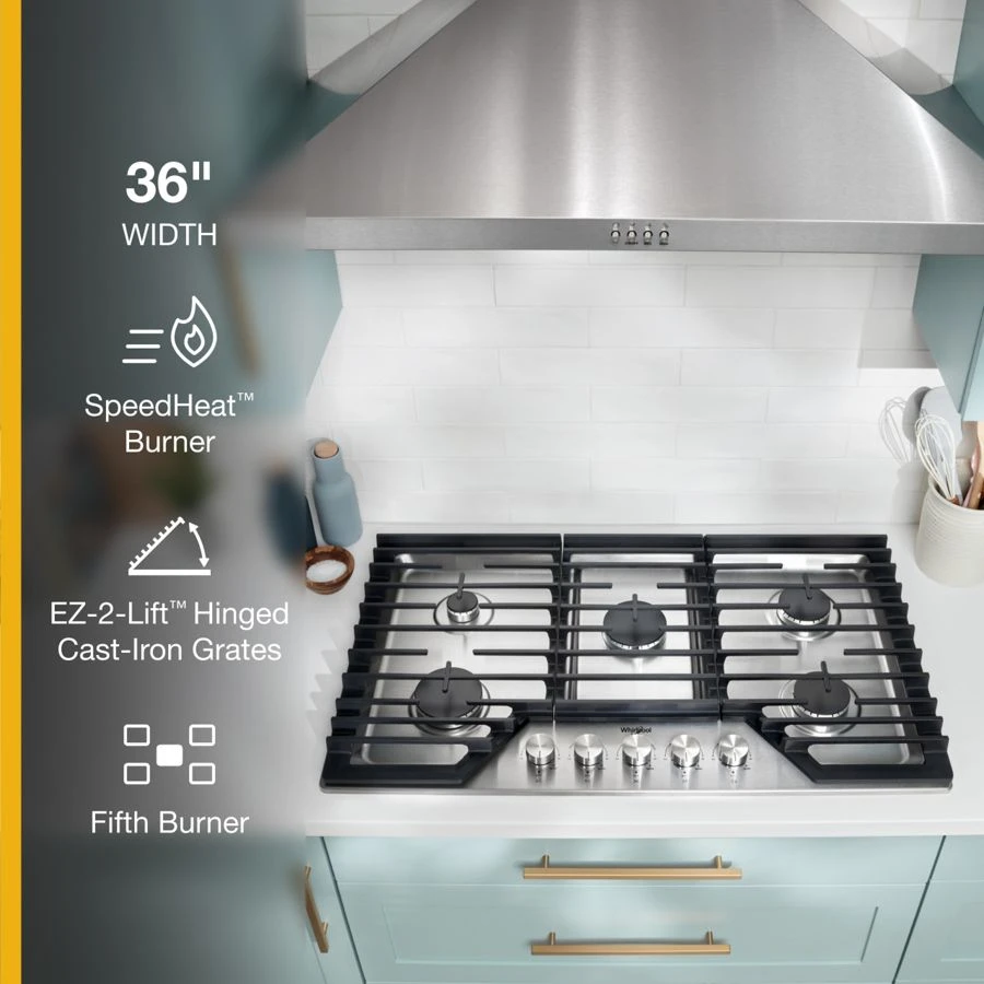 36-inch Gas Cooktop with 5 Burners and EZ-2-Lift™ Hinged Cast-Iron Grates view 3