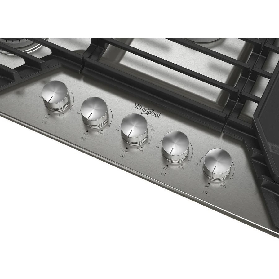 30-inch Gas Cooktop With 5 Burners And Ez-2-lift™ Hinged Cast-iron Grates And Griddle WCGK7530PS, product image 4 of 16