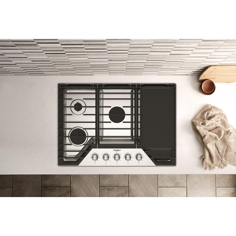 30-inch Gas Cooktop with 2-in-1 Hinged Grate to Griddle WCGK7530PS