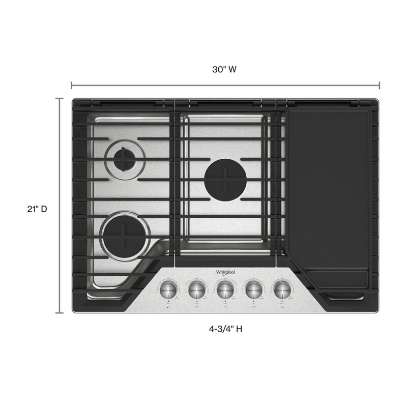 30-inch Gas Cooktop with 2-in-1 Hinged Grate to Griddle WCGK7530PS