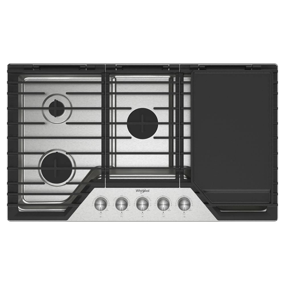 36-inch Gas Cooktop with 5 Burners and EZ-2-Lift™ Hinged Cast-Iron Grates and Griddle WCGK7536PS