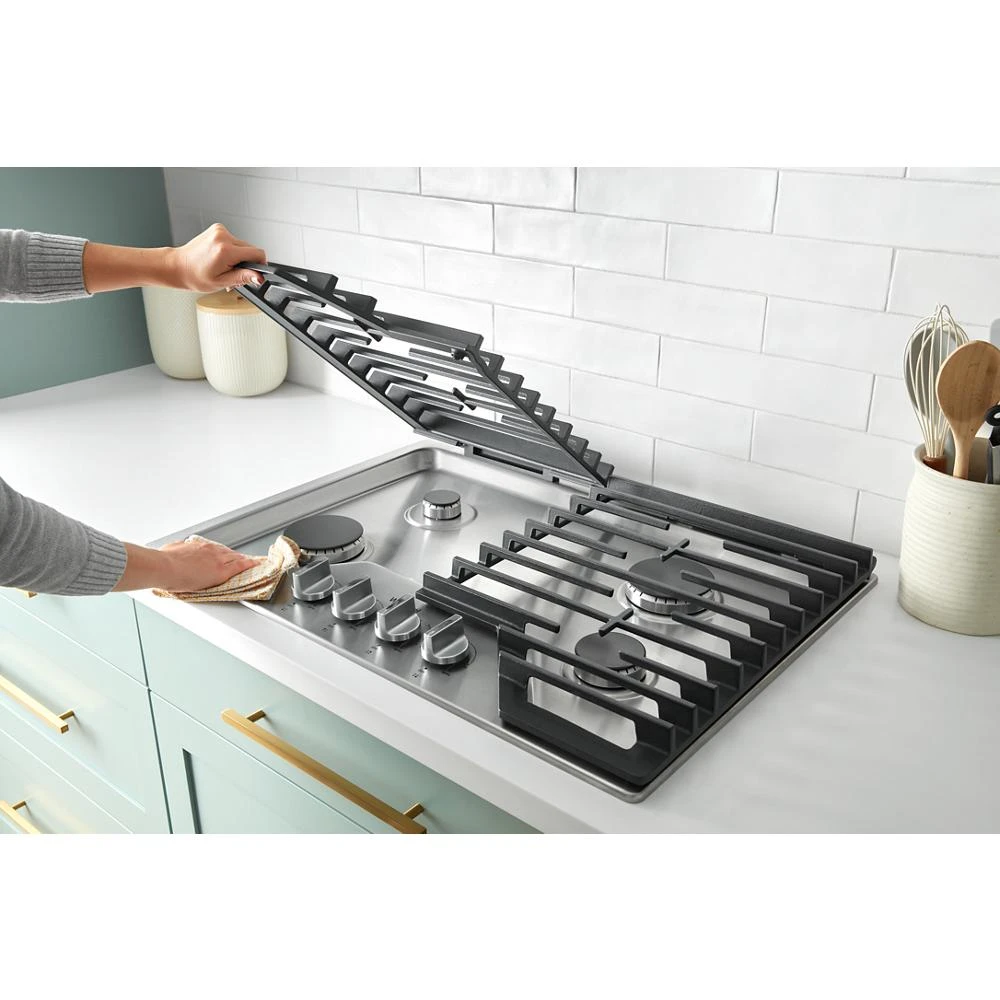 36-inch Gas Cooktop with 5 Burners and EZ-2-Lift™ Hinged Cast-Iron Grates and Griddle WCGK7536PS, product image 10 of 27