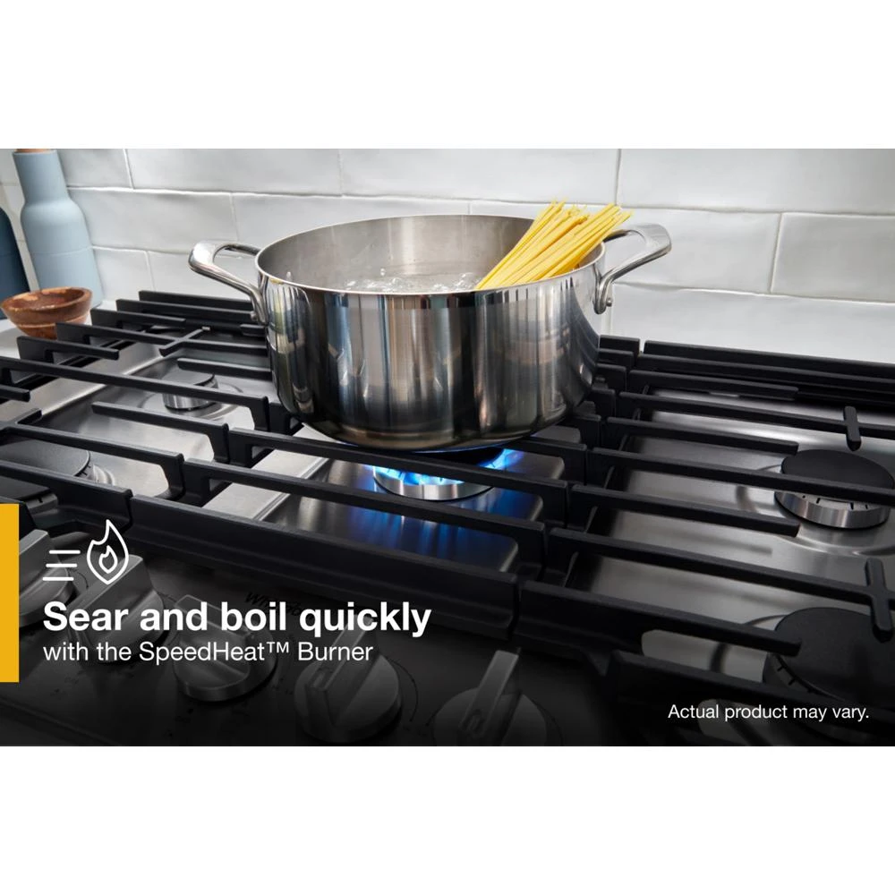 36-inch Gas Cooktop with 5 Burners and EZ-2-Lift™ Hinged Cast-Iron Grates and Griddle WCGK7536PS, product image 12 of 27