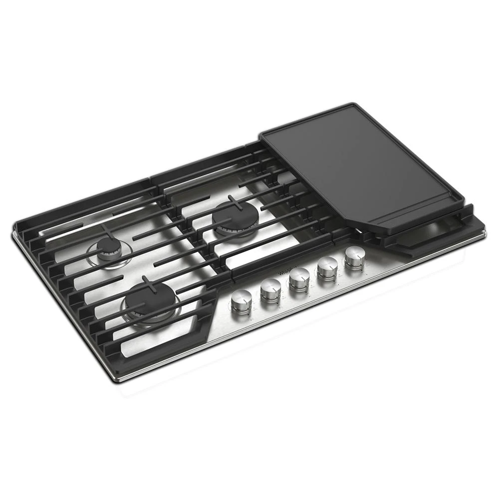 36-inch Gas Cooktop with 5 Burners and EZ-2-Lift™ Hinged Cast-Iron Grates and Griddle WCGK7536PS, product image 15 of 27
