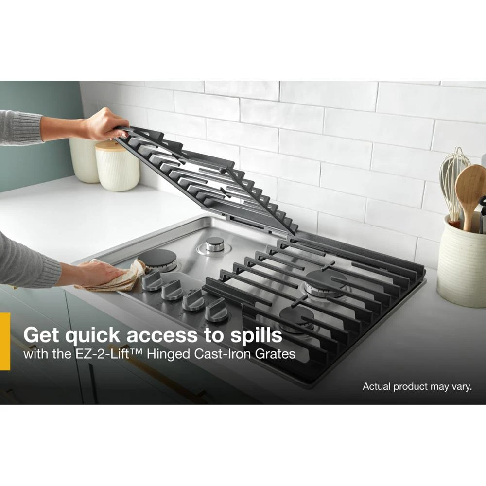 36-inch Gas Cooktop with 5 Burners and EZ-2-Lift™ Hinged Cast-Iron Grates and Griddle WCGK7536PS, product image 21 of 27