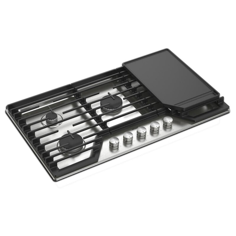 Whirlpool 36-inch Gas Cooktop with 2-in-1 Hinged Grate to Griddle Stainless Steel WCGK7536PS Picture 1