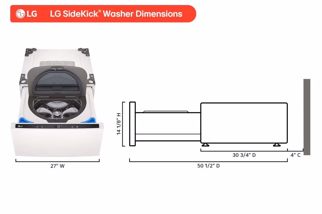 27 Inch Sidekick™ Pedestal Washer WD300CA