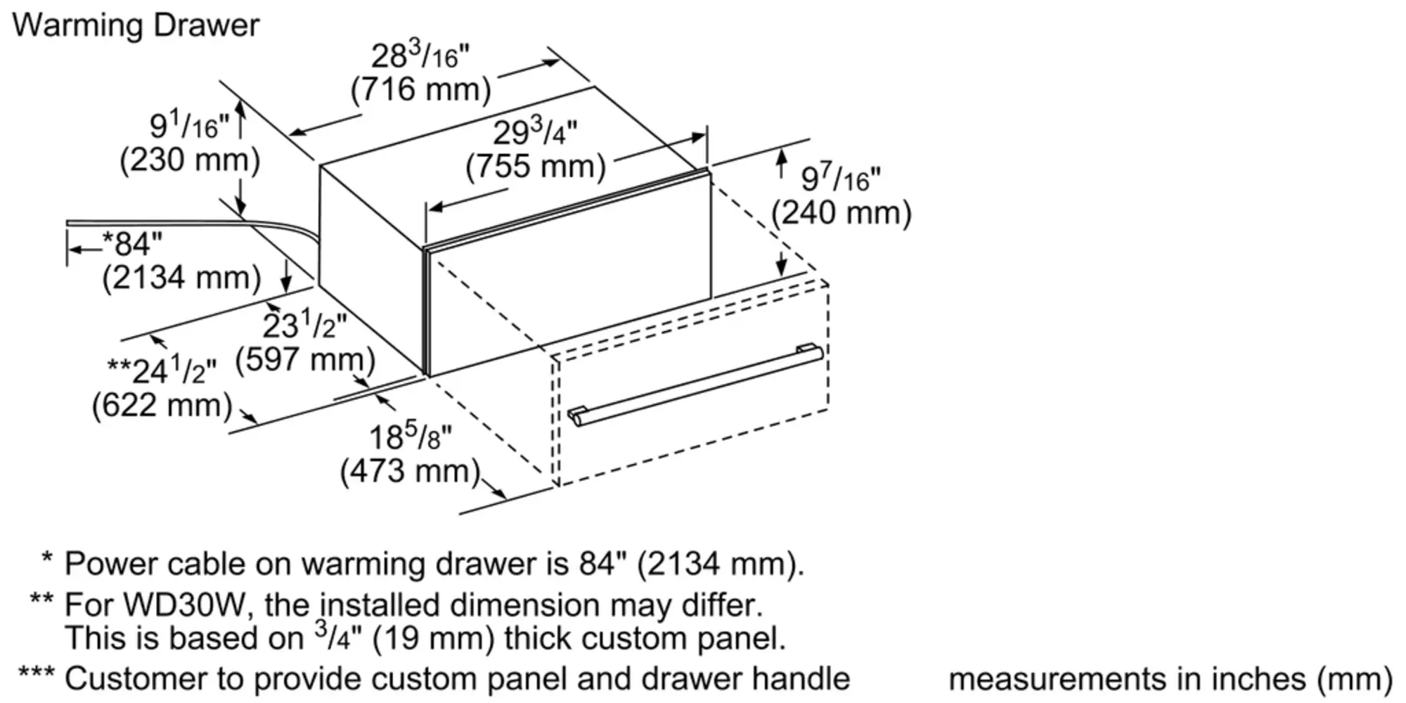 Warming Drawer 30'' WD30W
