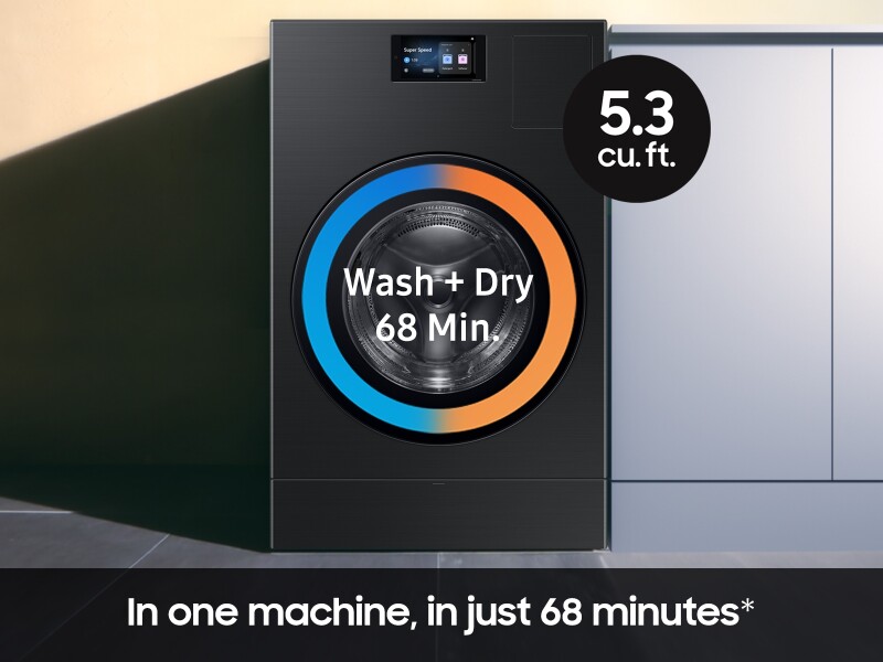 Bespoke AI All-in-One Vented Combo AI Home 7" LCD Display AI OptiWash™ & Dry 5.3 cu.ft. WD90F53AVBUS