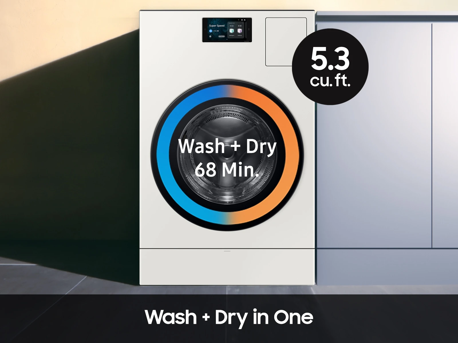 Bespoke AI All-in-One Vented Combo AI Home 7" LCD Display AI OptiWash™ & Dry 5.3 cu.ft. WD90F53AVYUS