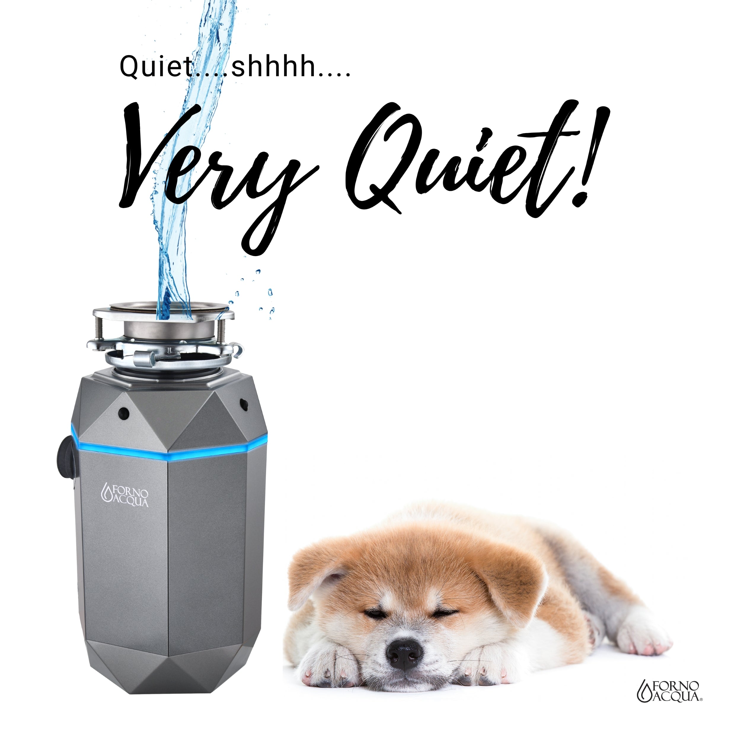 ACQUA BrightDIAMOND 3/4HP Super Quiet Garbage Disposal Corded with Motion Sensor Cabinet Light & Pre-Wired Air Switch WDD075TA1BO
