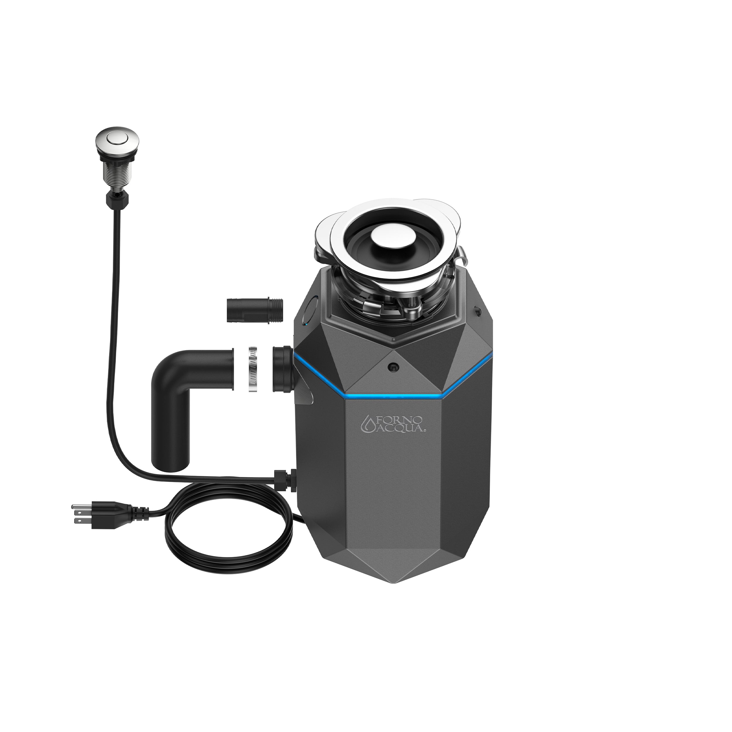 ACQUA BrightDIAMOND 3/4HP Super Quiet Garbage Disposal Corded with Motion Sensor Cabinet Light & Pre-Wired Air Switch WDD075TA1BO