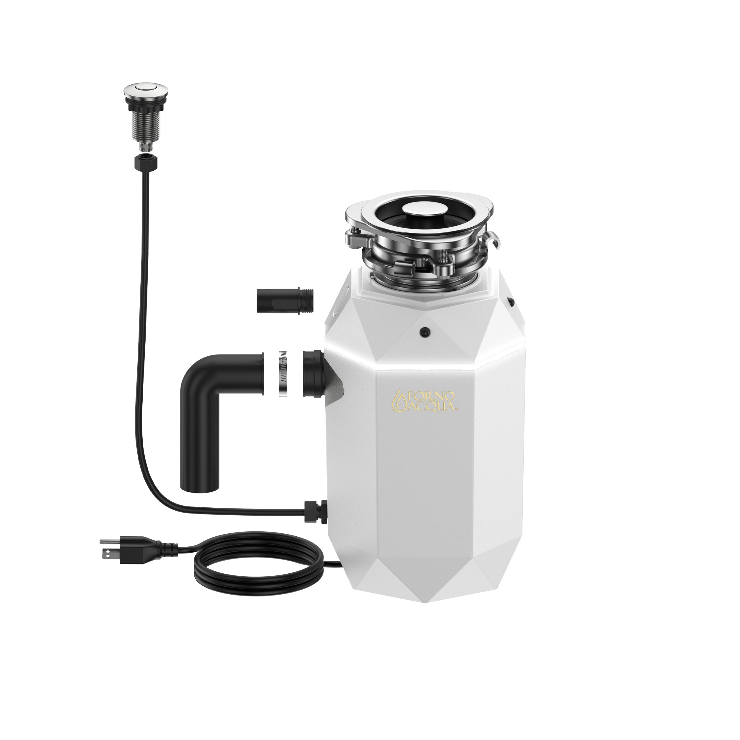 ACQUA BrightDIAMOND 3/4HP Super Quiet Garbage Disposal Corded with Motion Sensor Cabinet Light & Pre-Wired Air Switch WDD075TA2MS