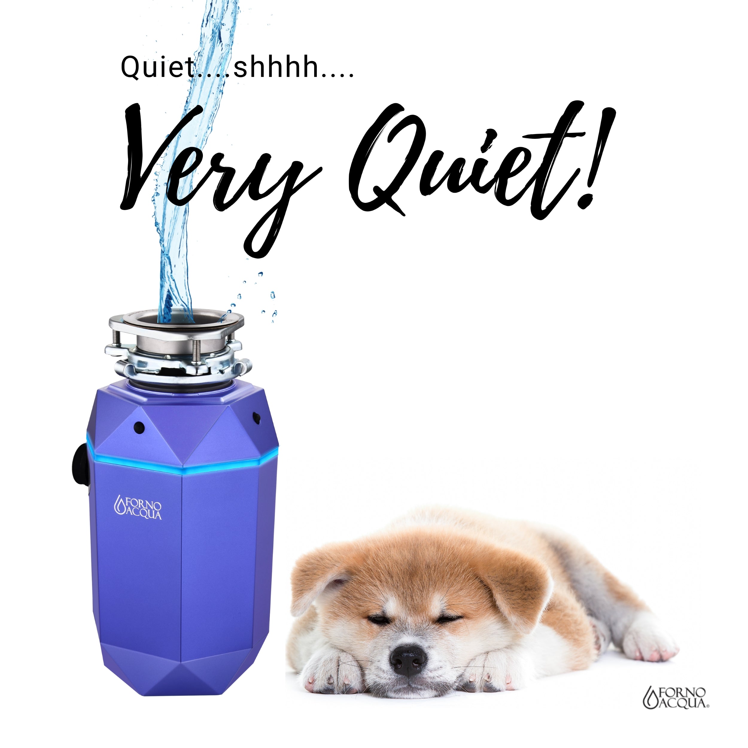 ACQUA BrightDIAMOND 1HP Super Quiet Garbage Disposal Corded with Motion Sensor Cabinet Light & Pre-Wired Air Switch WDD100TA1AM