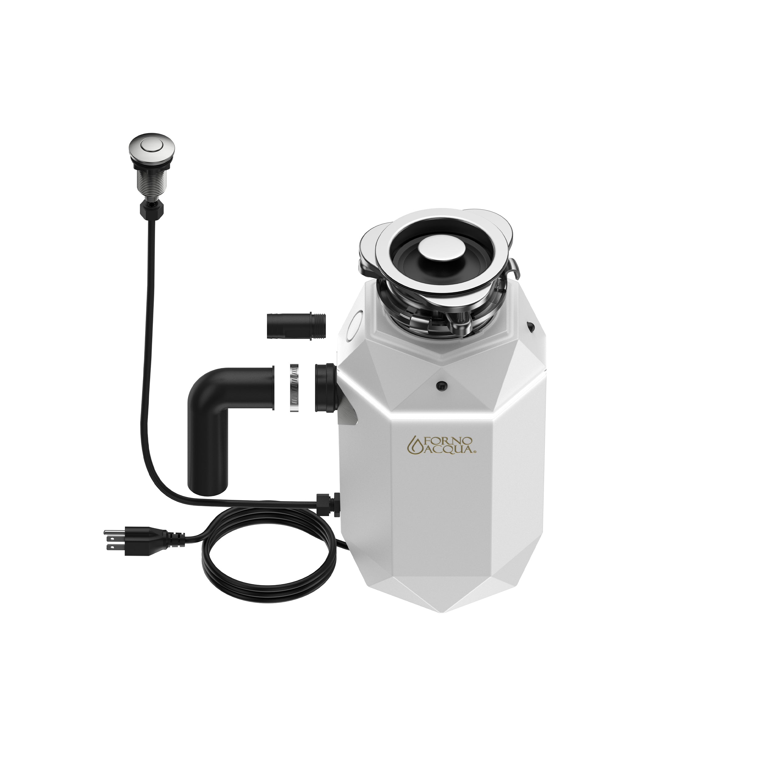 ACQUA BrightDIAMOND 1HP Super Quiet Garbage Disposal Corded with Motion Sensor Cabinet Light & Pre-Wired Air Switch WDD100TA2MS